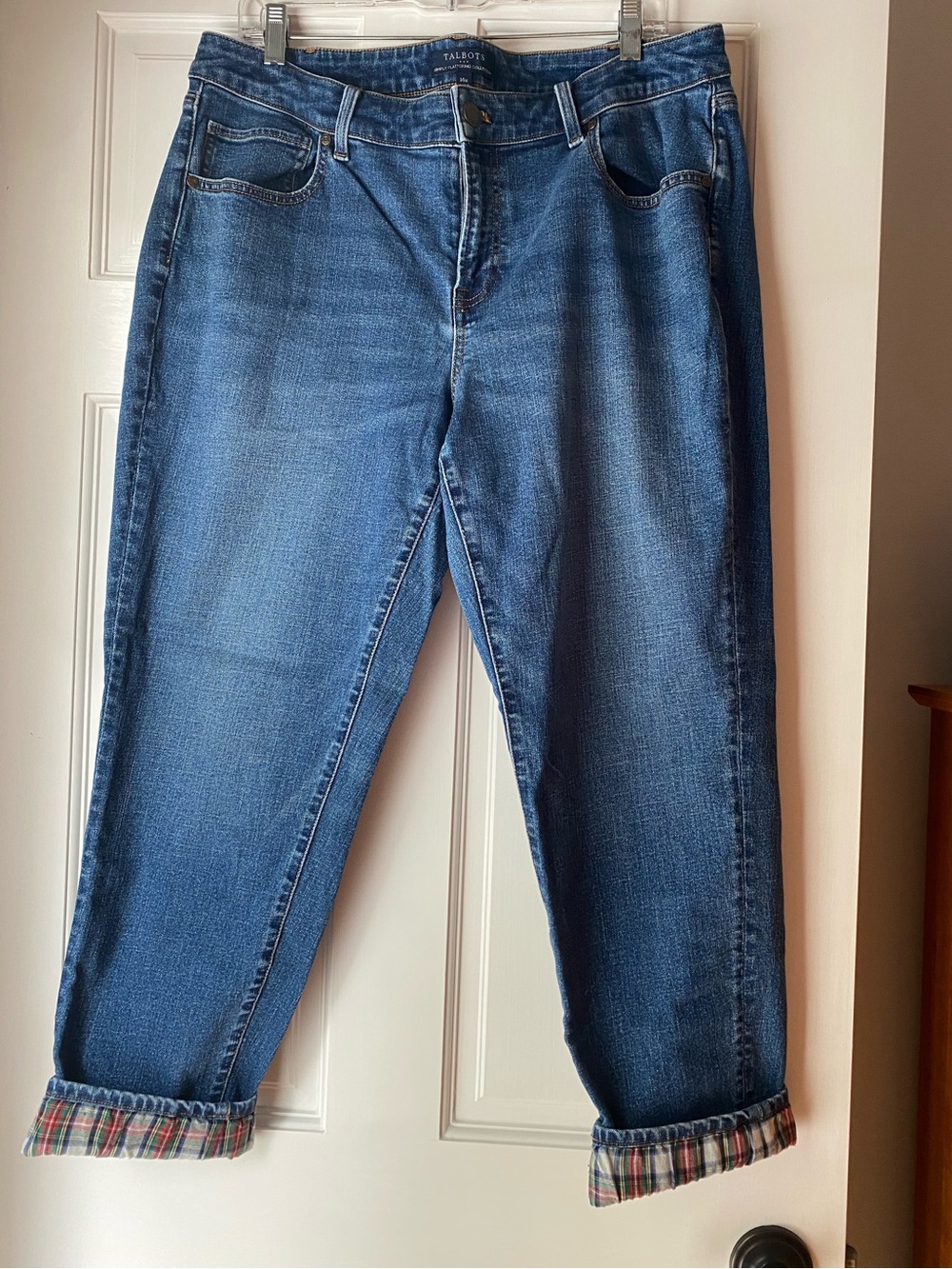 Talbots Plaid Hem Cropped Jeans, Womens Plus Size 14W
